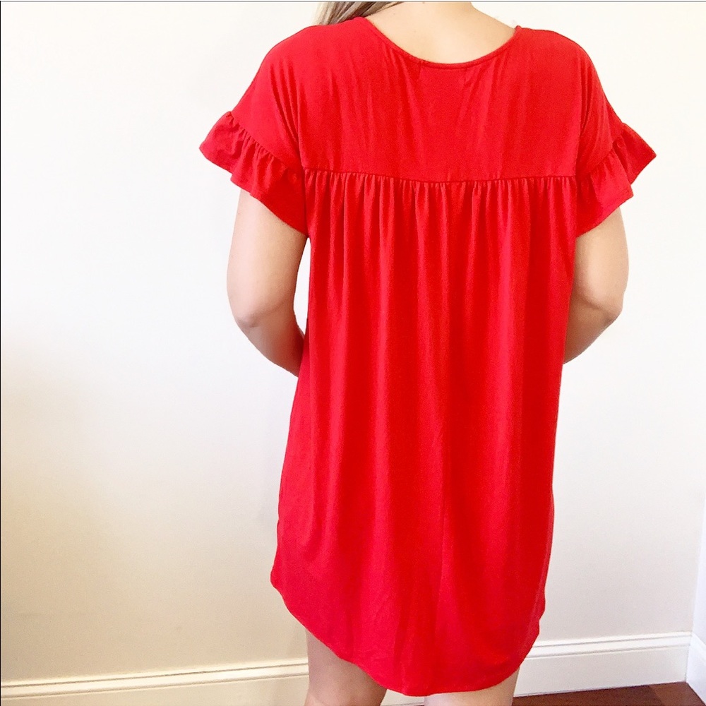 'Top Notch' Ruffle Sleeve V Neck Dress - Picture 6 of 8